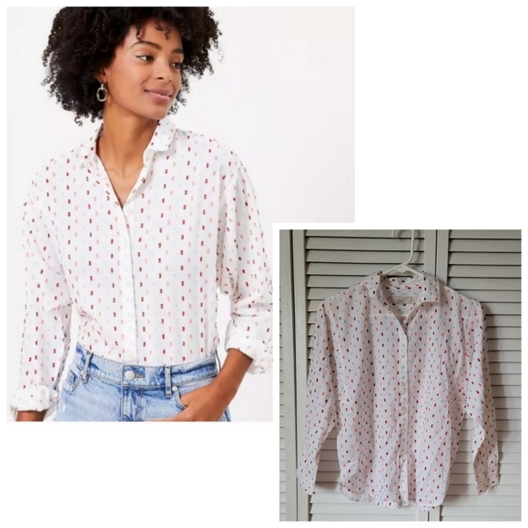LOFT Tops - LOFT Petites Dolman Dot Flowy Buttoned Down Blouse, Size XXSP